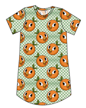 Load image into Gallery viewer, Orange Cutie Check Ladies' T-Shirt Dress