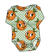 Load image into Gallery viewer, Orange Cutie Check Lap Neck Bodysuit