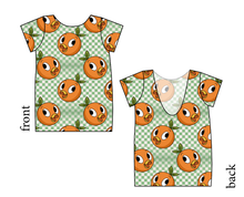 Load image into Gallery viewer, Orange Cutie Check Low Back Ballerina Tee