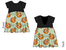 Load image into Gallery viewer, Orange Cutie Check Low Back Dress