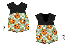 Load image into Gallery viewer, Orange Cutie Check Low Back Romper and Bubble Romper