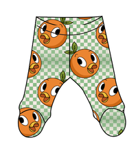 Load image into Gallery viewer, Orange Cutie Check Newborn Footed Pants