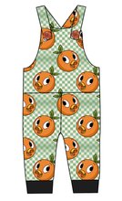 Load image into Gallery viewer, Orange Cutie Check Overalls and Shortalls