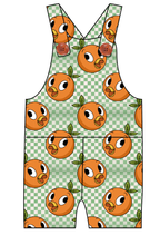 Load image into Gallery viewer, Orange Cutie Check Overalls and Shortalls