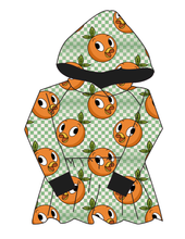 Load image into Gallery viewer, Orange Cutie Check Peplum Hoodie (or Crewneck)