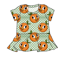 Load image into Gallery viewer, Orange Cutie Check Peplum Top