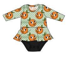 Load image into Gallery viewer, Orange Cutie Check Peplum Top