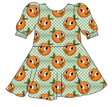 Load image into Gallery viewer, Orange Cutie Check Prairie Dress