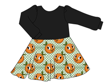 Load image into Gallery viewer, Orange Cutie Check Prairie Dress