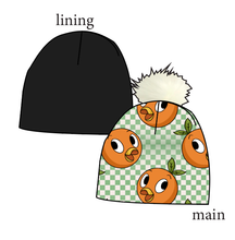 Load image into Gallery viewer, Orange Cutie Check Slouchy Beanie (Reversible!)