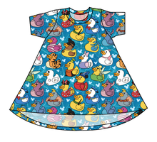 Load image into Gallery viewer, Character Ducky Pins Basic T-Shirt Dress