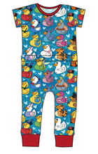 Load image into Gallery viewer, Character Ducky Pins Bennett Pants and Shorts Length T-Shirt Romper
