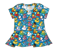 Load image into Gallery viewer, Character Ducky Pins Ladies' Peplum Top
