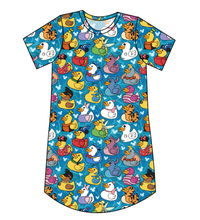 Load image into Gallery viewer, Character Ducky Pins Ladies' T-Shirt Dress