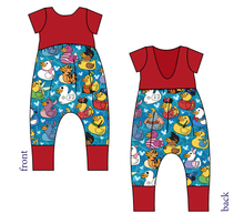 Load image into Gallery viewer, Character Ducky Pins Low Back Romper and Bubble Romper