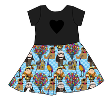 Load image into Gallery viewer, Cartoon Balloons Molly Heart Back Twirly Dress
