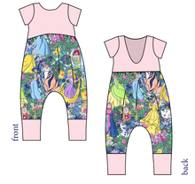 Load image into Gallery viewer, Neon Princesses Low Back Romper and Bubble Romper