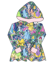 Load image into Gallery viewer, Neon Princesses Peplum Hoodie (or Crewneck)