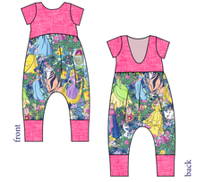 Load image into Gallery viewer, Neon Princesses Low Back Romper and Bubble Romper