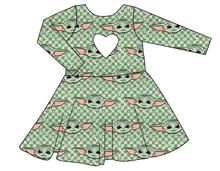 Load image into Gallery viewer, Youngling Check Molly Heart Back Twirly Dress
