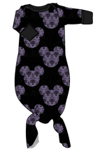 Load image into Gallery viewer, Haunted Mouse Ears Newborn Knotted Gown