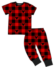 Load image into Gallery viewer, Plaid Mouse Ears Basic Loungewear Set