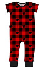 Load image into Gallery viewer, Plaid Mouse Ears Bennett Pants and Shorts Length T-Shirt Romper