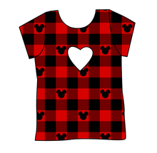 Load image into Gallery viewer, Plaid Mouse Ears Cambria Heart Back Tee