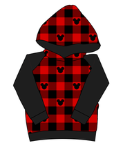 Load image into Gallery viewer, Plaid Mouse Ears Classic Hoodie (or Crewneck)