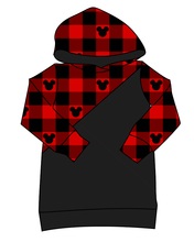 Load image into Gallery viewer, Plaid Mouse Ears Classic Hoodie (or Crewneck)