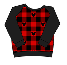 Load image into Gallery viewer, Plaid Mouse Ears Classic Hoodie (or Crewneck)