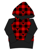 Load image into Gallery viewer, Plaid Mouse Ears Grow With Me Hoodie (or Crewneck)