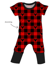 Load image into Gallery viewer, Plaid Mouse Ears Grow With Me Pants And Shorts Romper