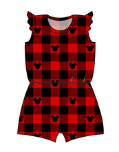 Load image into Gallery viewer, Plaid Mouse Ears Ivy Summer Romper