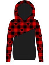Load image into Gallery viewer, Plaid Mouse Ears Ladies Hoodie