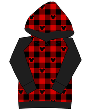 Load image into Gallery viewer, Plaid Mouse Ears Ladies Hoodie
