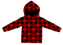 Load image into Gallery viewer, Plaid Mouse Ears Ladies Oversized Hoodie