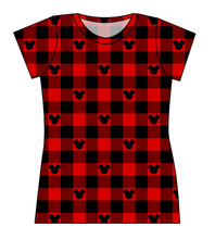 Load image into Gallery viewer, Plaid Mouse Ears Ladies' Basic Tee
