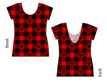 Load image into Gallery viewer, Plaid Mouse Ears Ladies' Low Back Ballerina Tee
