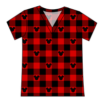 Load image into Gallery viewer, Plaid Mouse Ears Ladies' Slouchy V-Neck Tee