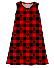 Load image into Gallery viewer, Plaid Mouse Ears Ladies' Swing Dress