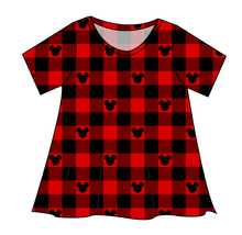 Load image into Gallery viewer, Plaid Mouse Ears Ladies' Swing Tee