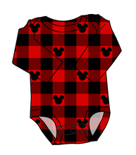 Load image into Gallery viewer, Plaid Mouse Ears Lap Neck Bodysuit