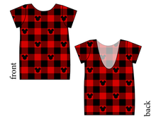 Load image into Gallery viewer, Plaid Mouse Ears Low Back Ballerina Tee