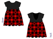 Load image into Gallery viewer, Plaid Mouse Ears Low Back Dress