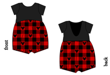 Load image into Gallery viewer, Plaid Mouse Ears Low Back Romper and Bubble Romper
