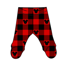 Load image into Gallery viewer, Plaid Mouse Ears Newborn Footed Pants