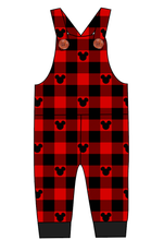 Load image into Gallery viewer, Plaid Mouse Ears Overalls and Shortalls