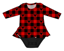 Load image into Gallery viewer, Plaid Mouse Ears Peplum Top