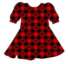 Load image into Gallery viewer, Plaid Mouse Ears Prairie Dress